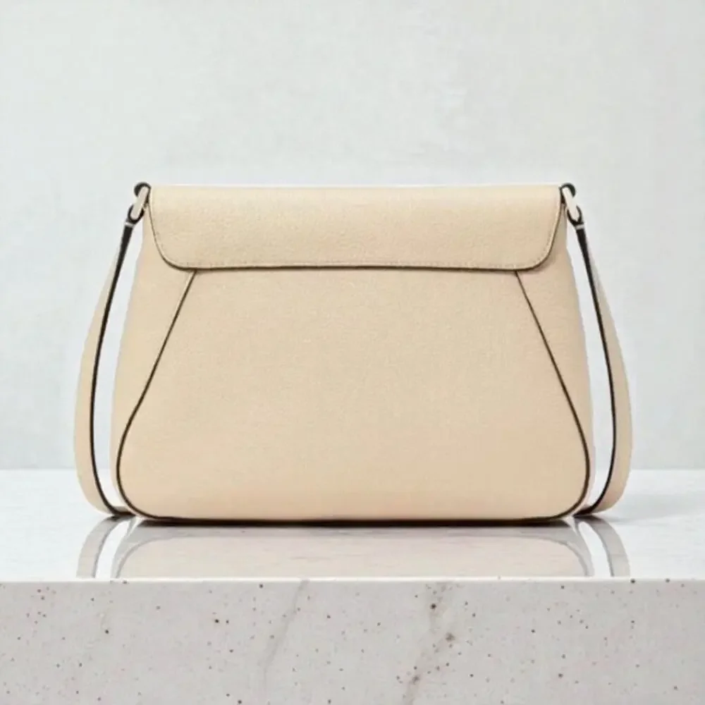 Kate Spade Monica Flap Leather Crossbody Purse in Light Sand KC465